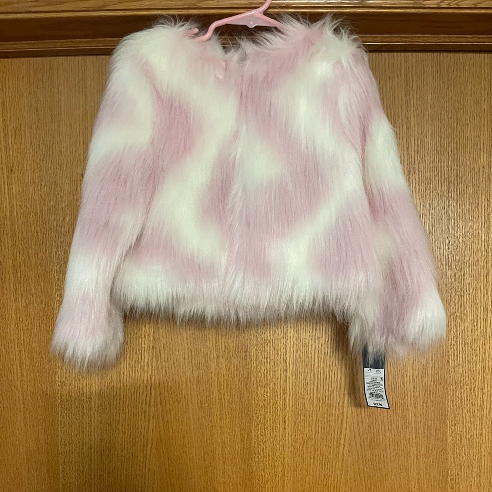 Genuine Kids From Oshkosh pink and white fur coat